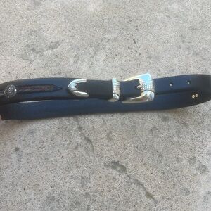 Brighton Onyx Mens Vintage Black Leather Silver Buckle Golf Belt Size 32